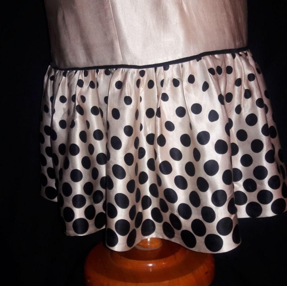 BEBE Blush Silk Polka Dot Dress W/ribbon Straps size S - Picture 5 of 10